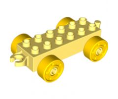 Duplo, Vehicle Car Base 2 x 6 with Yellow Wheels with Fake Bolts and Open Hitch End