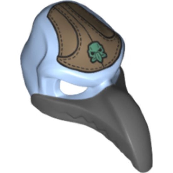 Minifigure, Headgear Mask Bird (Vulture) with Dark Bluish Gray Beak and Dark Tan Headpiece with Sand Green Vulture Symbol Pattern