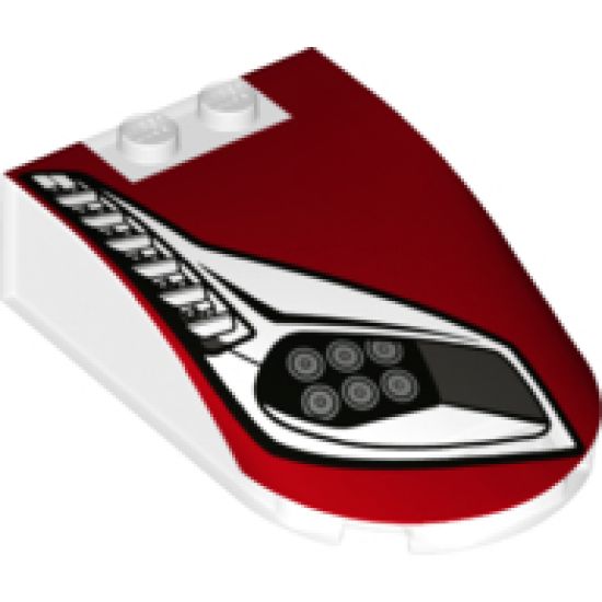 Windscreen 6 x 4 x 1 Curved with Headlights, Vents and Red Pattern Model Right Side