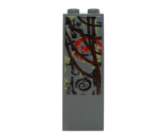 Brick 1 x 2 x 5 with Reddish Brown Vines, Red Teeth Symbol and Brick Wall Pattern Right Side (Sticker) - Set 70014