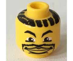 Minifigure, Head NBA with Lips and Goatee and Hair Stripes Pattern - Blocked Open Stud