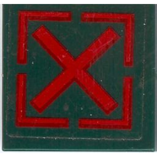 Tile 2 x 2 with Red Square and 'X' Pattern (Sticker) - Set 7626