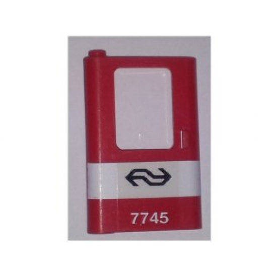 Door 1 x 4 x 5 Train Left with White Stripe and Dutch NS '7745' Pattern (Sticker) - Set 7745