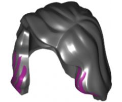 Minifigure, Hair Female Mid-Length with Part over Right Shoulder and Magenta Highlights Pattern