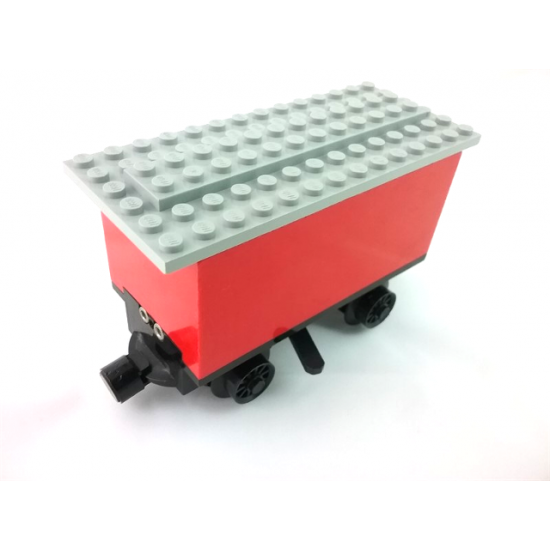 Train Battery Box Car with Three Contact Holes, Black Switch Lever, Black Magnets, Black Wheels, and Light Gray Roof