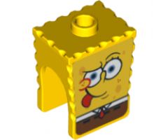 Minifigure, Head, Modified SpongeBob SquarePants with Tongue Out Pattern