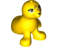 Seal, Friends with Black Nose, Gold Eyes and Hearts on Forehead Pattern