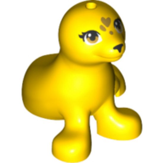 Seal, Friends with Black Nose, Gold Eyes and Hearts on Forehead Pattern
