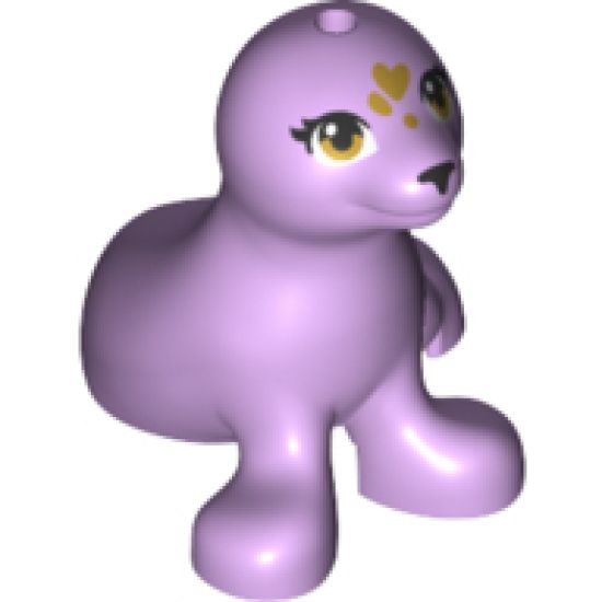 Seal, Friends with Black Nose, Gold Eyes and Hearts on Forehead Pattern