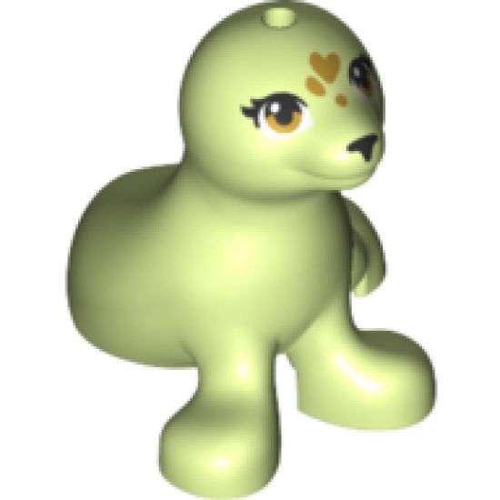 Seal, Friends with Black Nose, Gold Eyes and Hearts on Forehead Pattern