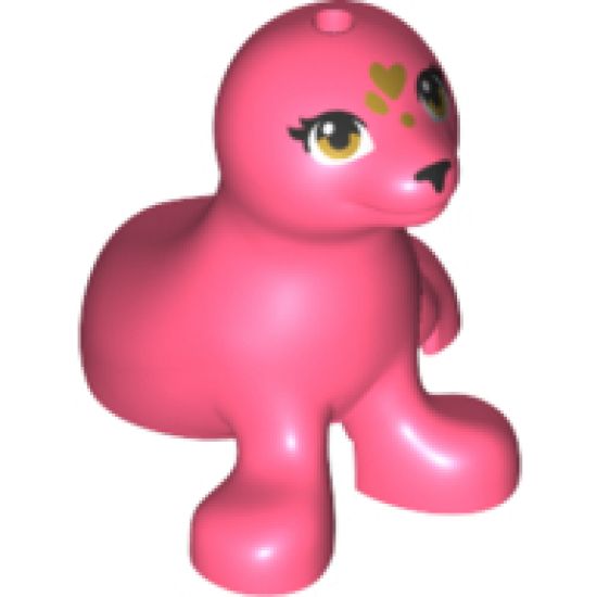Seal, Friends with Black Nose, Gold Eyes and Hearts on Forehead Pattern