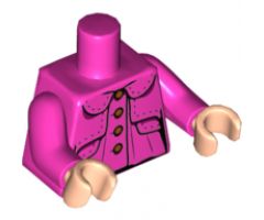 Torso Female Top with Collar, Shrug, Medium Nougat Buttons, Magenta Stitching and Gathers Pattern / Dark Pink Arms / Light Nougat Hands