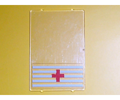 Glass for Window 1 x 4 x 5 with 5 White Stripes and Red Cross Pattern (Sticker) - Set 6380