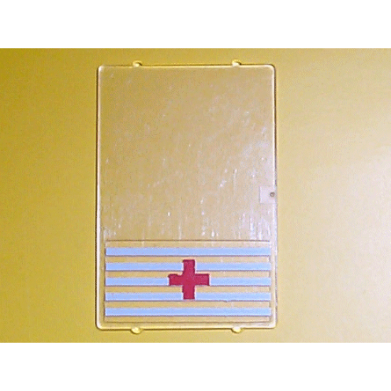 Glass for Window 1 x 4 x 5 with 5 White Stripes and Red Cross Pattern (Sticker) - Set 6380