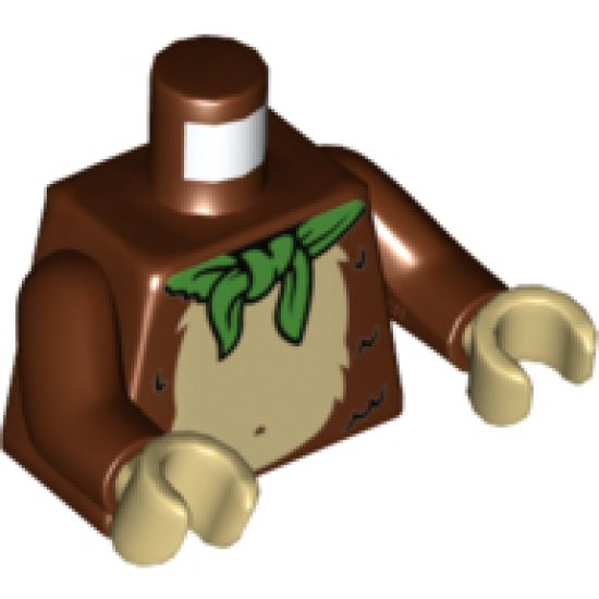 Torso Bright Green Bandana, Tan Stomach and Chest Fur Pattern / Reddish Brown Arms / Tan Hands