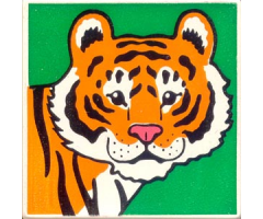 Duplo, Tile 2 x 2 x 1 with Tiger Mosaic Picture 03 Pattern (Set 1079)
