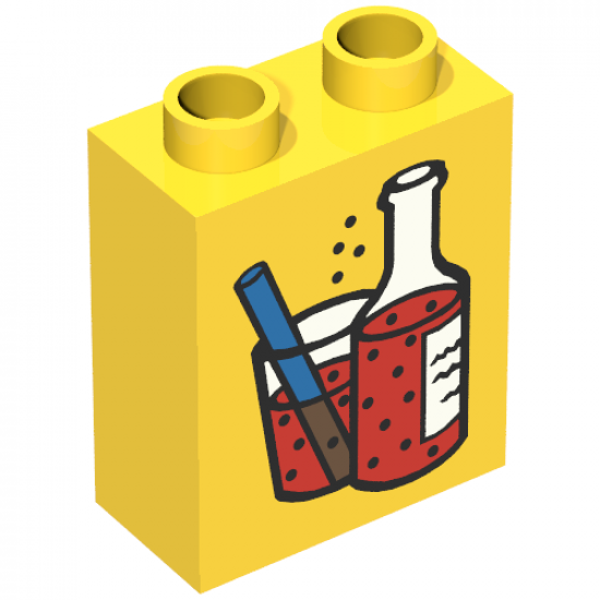 Duplo, Brick 1 x 2 x 2 with Mixed Drinks Pattern
