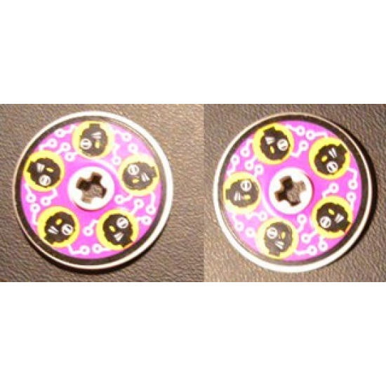 Technic, Disk 3 x 3 with Black Cyber Heads on Purple Pattern on Both Sides (Stickers) - Set 8257