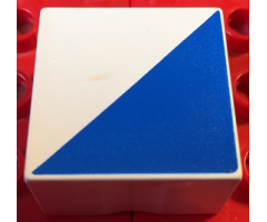 Duplo, Tile 2 x 2 x 1 with Shape Blue Right Triangle Pattern