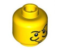 Minifigure, Head Thin Crooked Eyebrows, Curly Moustache, Goatee, and White Pupils Pattern - Blocked Open Stud