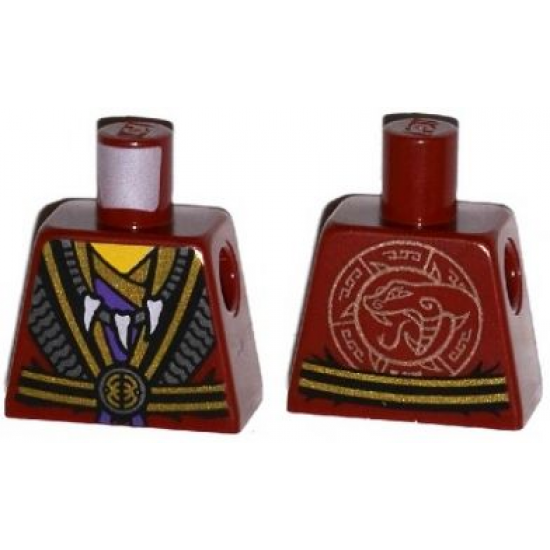 Torso Robes with Black and Gold Belt and Trim, Tooth Necklace and Snake Head on Reverse Pattern
