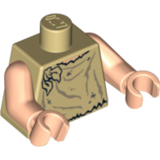 Torso Harry Potter Dobby, Knot Tied at Shoulder Pattern / Light Nougat Arms / Light Nougat Hands