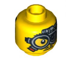 Minifigure, Head Dual Sided Glasses, Red and Gray Lens / Clear and Gray Lens Pattern - Hollow Stud