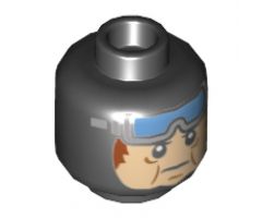 Minifigure, Head Balaclava, Light Bluish Gray Face with Puffy Cheeks and Blue Goggles Pattern - Hollow Stud