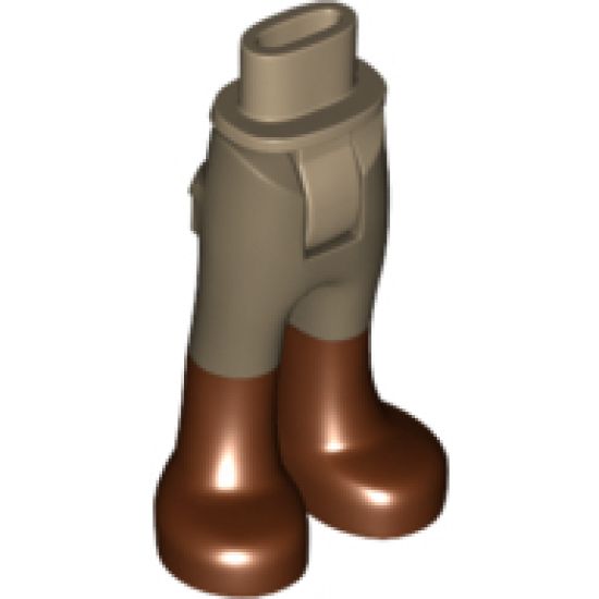 Mini Doll, Legs with Hips and Trousers with Back Pockets with Reddish Brown Boots Pattern