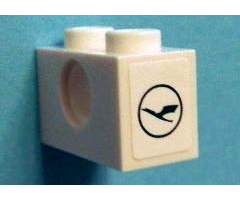 Technic, Brick 1 x 2 with Hole and Lufthansa Logo Pattern on Both Ends (Stickers) - Set 40146