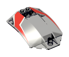 Windscreen 8 x 6 x 2 Curved with Red and Silver Racing Stripes Pattern
