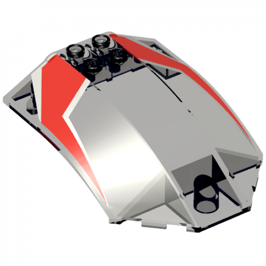 Windscreen 8 x 6 x 2 Curved with Red and Silver Racing Stripes Pattern