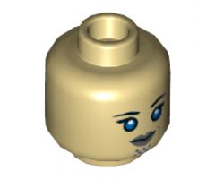 Minifigure, Head Dual Sided Alien with SW Luminara Unduli Gray Lips and Large Blue Eyes, Neutral / Angry Pattern - Hollow Stud