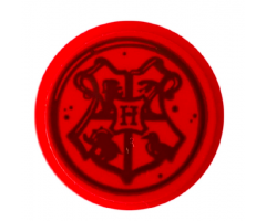 Tile, Round 2 x 2 with Bottom Stud Holder with Envelope Seal and Hogwarts Emblem Pattern (Sticker) - Set 75979