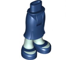 Mini Doll, Legs with Hips and Skirt Long, Light Aqua Legs and Dark Blue Open Toe Shoes Pattern