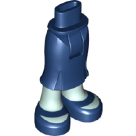 Mini Doll, Legs with Hips and Skirt Long, Light Aqua Legs and Dark Blue Open Toe Shoes Pattern