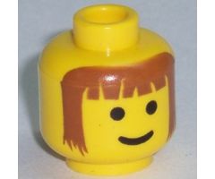 Minifigure, Head Male Brown Bangs and Long Brown Hair Pattern - Blocked Open Stud