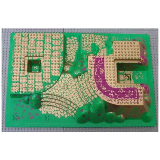 Baseplate, Raised 32 x 48 x 6 with Front and Back Steps and Gold and Magenta Palace Pattern