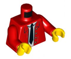 Torso Jacket Open with White Shirt, Black Tie and 4 Buttons Pattern / Red Arms / Yellow Hands