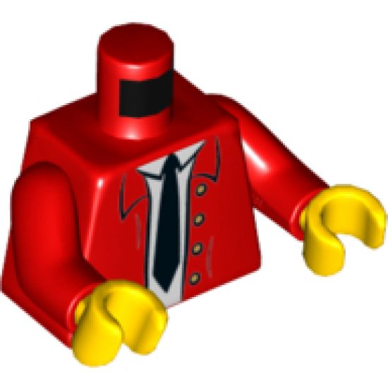 Torso Jacket Open with White Shirt, Black Tie and 4 Buttons Pattern / Red Arms / Yellow Hands