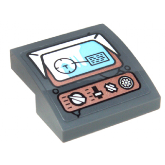 Slope, Curved 2 x 2 with Target Display, White Switches and Buttons on Copper Plating Pattern (Sticker) - Set 70226