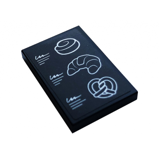 Tile 2 x 3 with Pretzel, Croissant and Pie Pattern (Sticker) - Set 60306