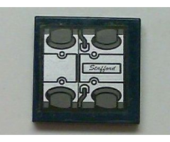 Tile 2 x 2 with Arrow with Engine Block and 'Stafford' Pattern (Sticker) - Set 8635