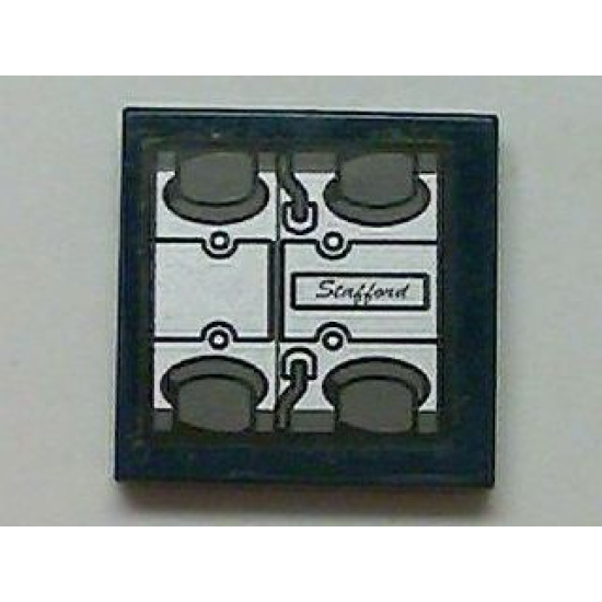 Tile 2 x 2 with Arrow with Engine Block and 'Stafford' Pattern (Sticker) - Set 8635