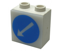 Electric, Light 1 1/8 x 2 x 1 2/3 Cabinet with Lamp Holes (Sign Back) with Milky White Electric, Light 2 x 2 Clip-On Plate with Blue Circle and White Arrow Pattern (2383 / 2384pb06)