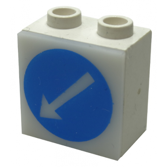 Electric, Light 1 1/8 x 2 x 1 2/3 Cabinet with Lamp Holes (Sign Back) with Milky White Electric, Light 2 x 2 Clip-On Plate with Blue Circle and White Arrow Pattern (2383 / 2384pb06)