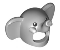 Minifigure, Headgear Head Cover, Costume Mask Elephant with Black Eyes and White Tusks Pattern
