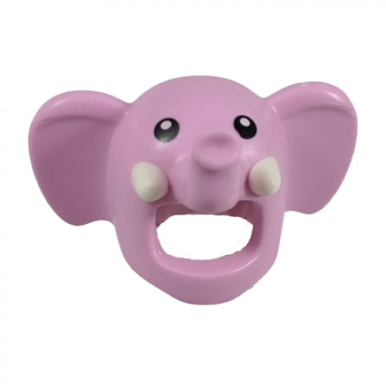 Minifigure, Headgear Head Cover, Costume Mask Elephant with Black Eyes and White Tusks Pattern