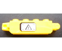 Hinge Brick 1 x 4 Locking, 9 Teeth with Black Electricity Danger Sign on White Background Pattern Model Left Side (Sticker) - Set 7248