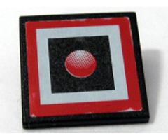 Road Sign 2 x 2 Square with Clip with Red Light in Square Pattern (Sticker) - Set 10128